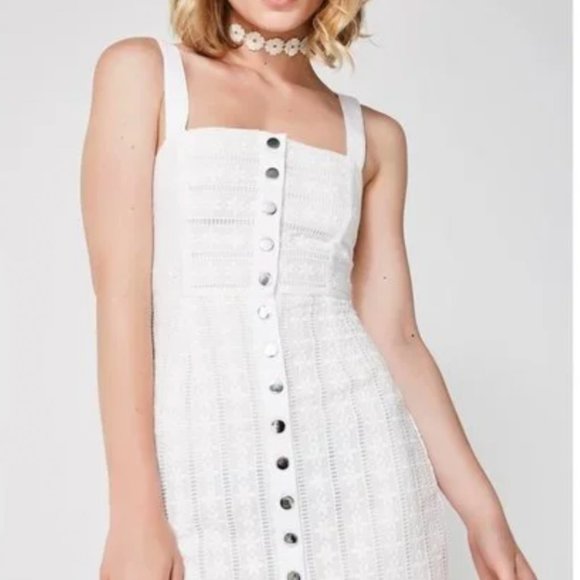 For Love & Lemons Hermosa Eyelet Snap Mini Dress White Size Small - Picture 2 of 3